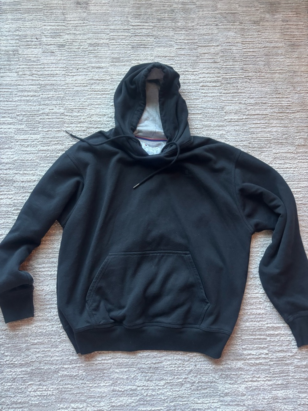 Champion Black Pullover Hoodie with Kangaroo Pocket